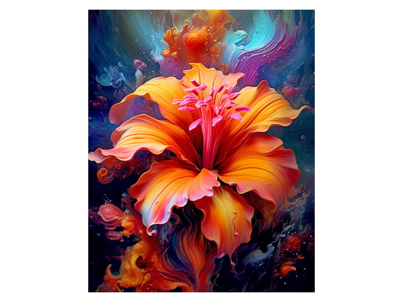 Алмазная мозаика 40х50 см ДИВНЫЙ ЦВЕТОК (с подр., с част. заполн., класс.)