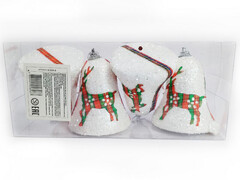 75137 [B1008-8]Набор подвесок КОЛОКОЛЬЧИКИ С ОЛЕНЯМИ из полистирола 7 см (4шт/уп) B1008-8