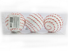 75149&nbsp;[B1008-20]Набор елочных БЕЛЫХ шаров с узором из полистирола 8 см (3шт/уп) B1008-20