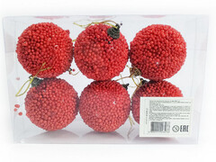 75156 [B1008-27]Набор елочных КРАСНЫХ шаров из полистирола 6 см (6шт/уп) B1008-27