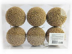 75157&nbsp;[B1008-28]Набор елочных БРОНЗОВЫХ шаров из полистирола 7 см (6шт/уп) B1008-28