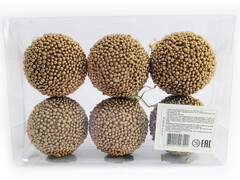 75158&nbsp;[B1008-29]Набор елочных БРОНЗОВЫХ шаров из полистирола 6 см (6шт/уп) B1008-29