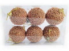 75159&nbsp;[B1008-30]Набор елочных БРОНЗОВЫХ шаров из полистирола 6 см (6шт/уп) B1008-30