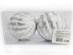 Набор елочных БЕЛО-СЕРЫХ шаров из полистирола 9 см (2шт/уп) B1008-42