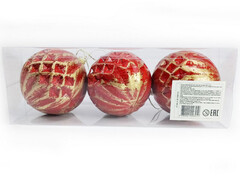 75174 [B1008-45]Набор елочных КРАСНО-БРОНЗОВЫХ шаров из полистирола 8 см (3шт/уп) B1008-45