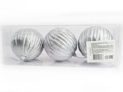 75176 [B1008-47]Набор елочных СЕРЫХ МАТОВЫХ шаров из полистирола 8 см (3шт/уп) B1008-47