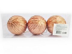 75177 [B1008-48]Набор елочных БРОНЗОВЫХ шаров из полистирола 8 см (3шт/уп) B1008-48