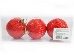 75178 [B1008-49]Набор елочных КРАСНЫХ шаров из полистирола 7 см (3 шт/уп) B1008-49