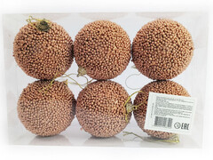 75183&nbsp;[B1008-54]Набор елочных БРОНЗОВЫХ шаров из полистирола 7 см (6шт/уп) B1008-54