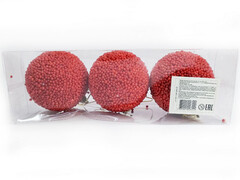 75184 [B1008-55]Набор елочных КРАСНЫХ шаров из полистирола 8 см (3шт/уп) B1008-55