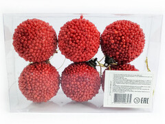 75186 [B1008-57]Набор елочных КРАСНЫХ шаров из полистирола 5 см (6шт/уп) B1008-57