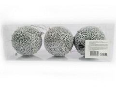75188&nbsp;[B1008-59]Набор елочных СЕРЫХ шаров из полистирола 8 см (3шт/уп) B1008-59