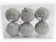 75189 [B1008-60]Набор елочных СЕРЫХ шаров из полистирола 6 см (6шт/уп) B1008-60