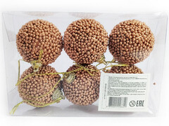 75191&nbsp;[B1008-62]Набор елочных БРОНЗОВЫХ шаров из полистирола 5 см (6шт/уп) B1008-62