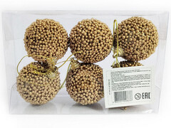 75192&nbsp;[B1008-63]Набор елочных БРОНЗОВЫХ шаров из полистирола 5 см (6шт/уп) B1008-63