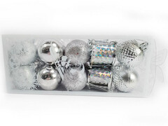 75194 [B1008-65]Набор елочных подвесок СЕРЕБРО из полистирола 4 см (20шт/уп) B1008-65