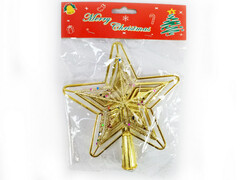 75198 [XM-24421]Верхушка на елку ЗВЕЗДА золото 16 см в пак. XM-24421
