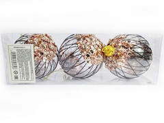 75203&nbsp;[6036-5]Набор елочных ПРОЗРАЧНЫХ шаров с пайетками из полистирола 8 см (3шт/уп) 6036-5