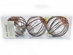 75209&nbsp;[6036-13]Набор елочных ПРОЗРАЧНЫХ шаров с блестками из полистирола 8 см (3шт/уп) 6036-13