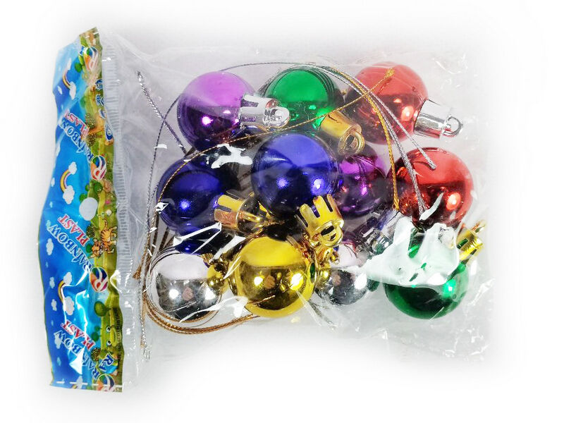 Набор елочных разноцветных шаров 2 см (12шт/уп) С-301