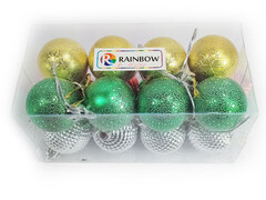 75220 [F-404]Набор елочных разноцветных шаров 3,5 см (16шт/уп) F-404