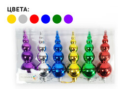 75297 [F-3303]Набор елочных подвесок «Сосульки» 12 см (6шт/уп) F-3303