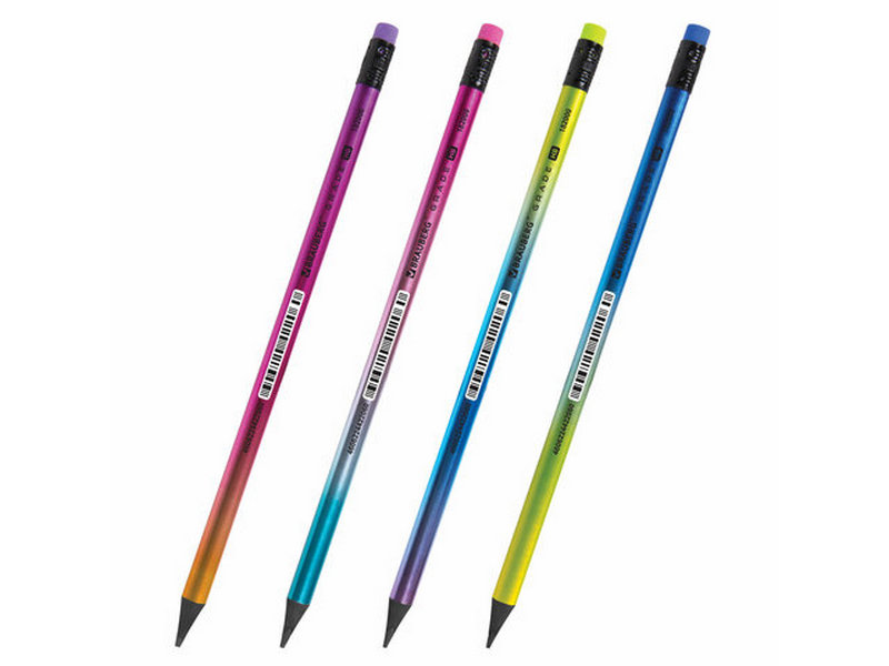 Карандаш ч/г заточенный с ластиком «BRAUBERG. GRADE Metallic» (HB, трехгранный, черное дерево) 72шт/уп 182000