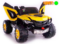 Электромобиль на р/у 2-местный (аккум. 12V, 8Ah, свет, звук, подключение USB+MP3, до 6 км/ч, до 8 лет, до 30 кг) зеленый HQC023-6678