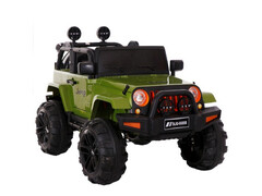 Электромобиль Джип на р/у 1-местный (аккум. 12V, 8Ah, свет, звук, подключение USB+MP3, до 5 км/ч, до 8 лет, до 35 кг) зеленый BJQ-6688B