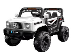 Электромобиль Джип Мерседес на р/у 1-местный (аккум. 12V, 7Ah, свет, звук, подключение USB+MP3, до 5 км/ч, до 8 лет, до 35 кг) белый HQC053-3188