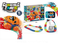 Трек кольцевой с машинкой на бат. (свет) 92 дет. 35*26*6 см в кор. 188