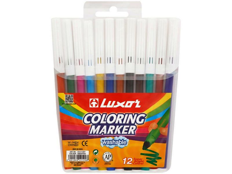 Фломастеры смываемые Luxor "Coloring" 12 цветов