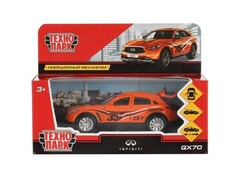 76299 [QX70-S]Технопарк. Машина «INFINITI QX70 СПОРТ» металл. инерц. 12 см (открыв. двери, багажник) оранжевая
