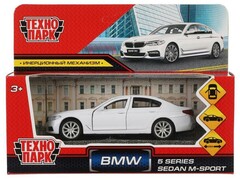 76307 [5ER-12-WH]Технопарк. Машина «BMW 5-ER SEDAN M-SPORT» металл. инерц. 12 см (открыв. двери, багажник) белая