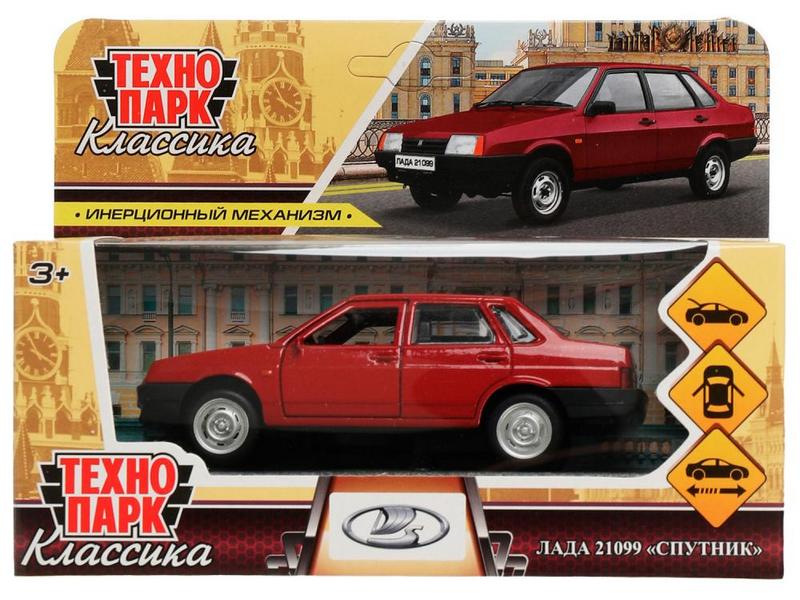 Купить оптом Технопарк. Машина «LADA-21099 СПУТНИК» металл. инерц. 12 см (открыв. двери, багажник) красный в Луганске