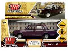 76311 [2107-12-PRP]Технопарк. Машина «ВАЗ-2107» металл. инерц. 12 см (открыв. двери, багажник) баклажан