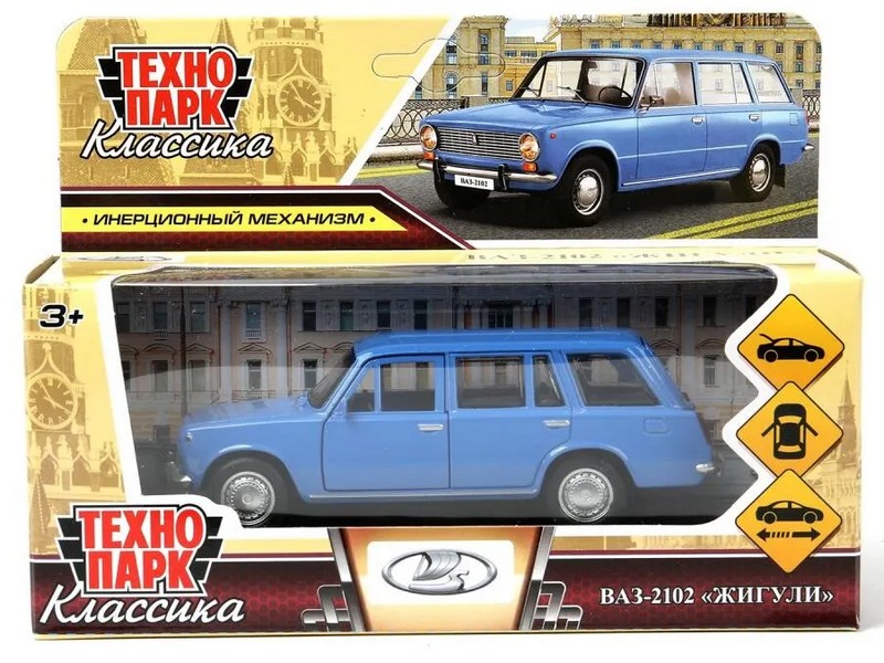 Технопарк. Машина «ВАЗ-2102» металл. инерц. 12 см (открыв. двери, багажник) голубая