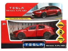76313 [MODELX-12-RD]Технопарк. Машина «TESLA model x plaid» металл. инерц. 12 см (открыв. двери) красная