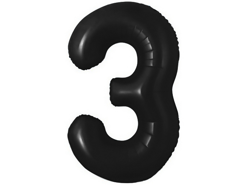 Шар-цифра «3» черный 41 см