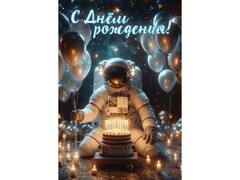 Открытка «С Днем Рождения!» (космонавт) 12,6*18,2 см