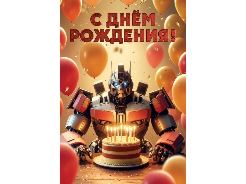 Открытка «С Днем Рождения!» (трансформер с тортом) 12,6*18,2 см