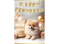 76529 [1805040]Открытка «С Днем Рождения!» (милый шпиц) 12,6*18,2 см