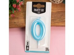 76737 [EA0343]Свеча для торта "Azure glow" Цифра «0» 6 см