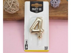 76743 [EA0016]Свеча для торта "Golden glow" Цифра «4» 6 см