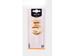 76744 [EA0017]Свеча для торта "Golden glow" Цифра «5» 6 см