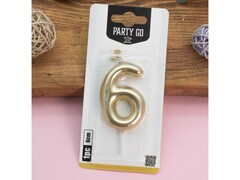 76745 [EA0018]Свеча для торта "Golden glow" Цифра «6» 6 см