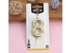 76747 [EA0020]Свеча для торта "Golden glow" Цифра «8» 6 см