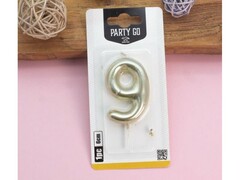 76748 [EA0021]Свеча для торта "Golden glow" Цифра «9» 6 см