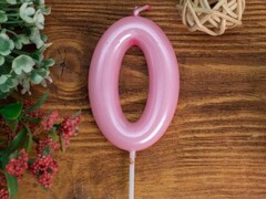 76750 [EA0333]Свеча для торта "Pink glow" Цифра «0» 6 см