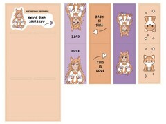 76833 [16538]Набор магнитных закладок "Anime girl shiba inu" 4 шт 35*70 мм